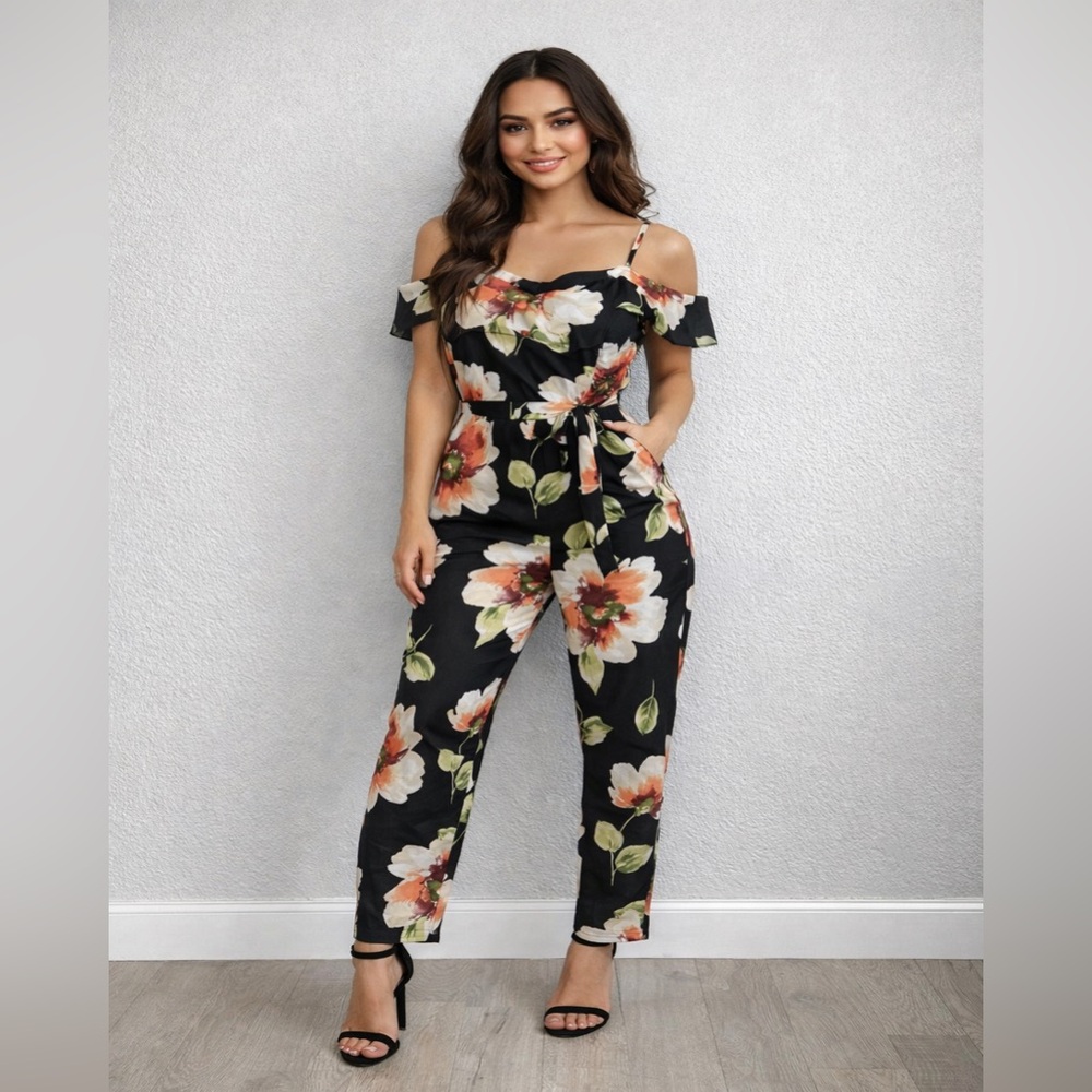 VENUS Black Floral Jumpsuit - Picture 5 of 5